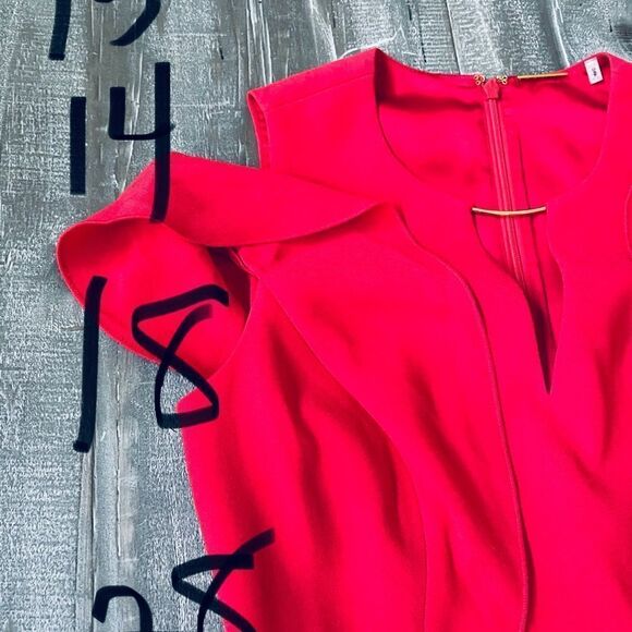 Elie Tahari Red Off the Shoulder Formal Cocktail Party Dress 0 - Picture 8 of 8